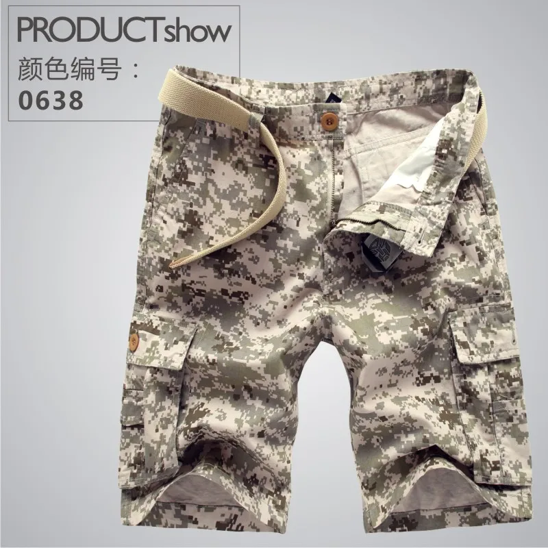 

New Arrival Loose Mid Pockets Overalls 2020 Men Military Fitness Bermuda Wave Male Knee Length Camouflage Cargo Shorts
