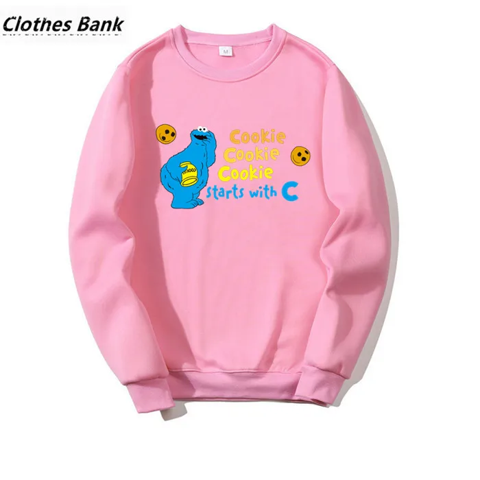 The Sesame уличное печенье монстр Забавный принт забавные хип хоп Crewneck толстовки зима