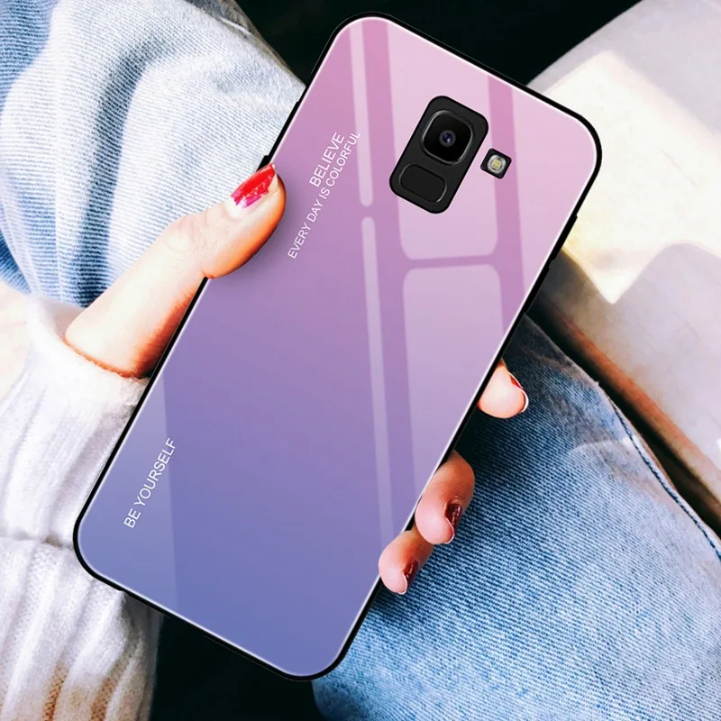 1 шт Для samsung Galaxy J4 Plus J6 Plus анти-чехол от царапин мягкий край закаленное стекло твердая задняя крышка для Galaxy A6 Plus A8 Plus