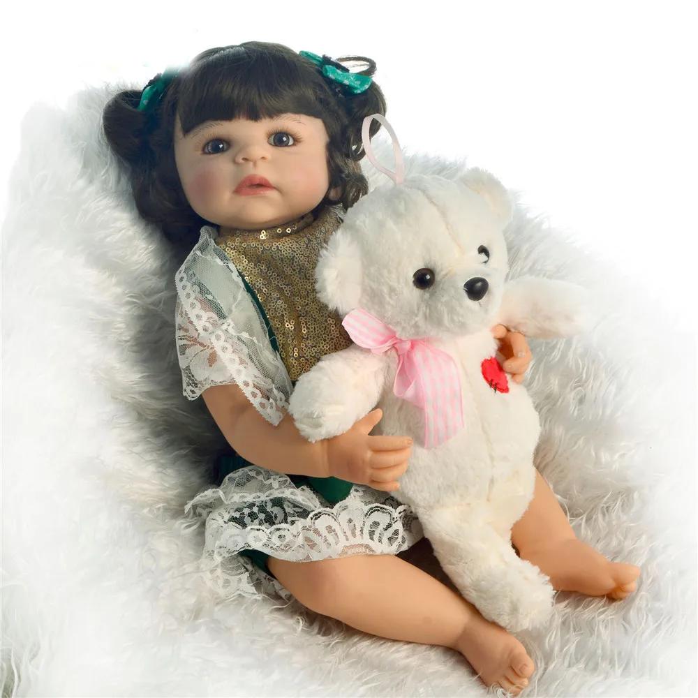 55cm Full Silicone Body Reborn Baby Doll Toy For Girl Vinyl Newborn Princess girl Bebes reborn Accompanying Birthday Gift | Игрушки и