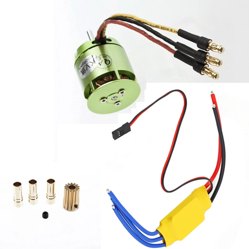 motor and esc 1 комплект 4000KV бесщеточный мотор зеленый для всех ALIGN TREX T-rex 450& 30A ESC для Rc вертолета - Цвет: motor and esc