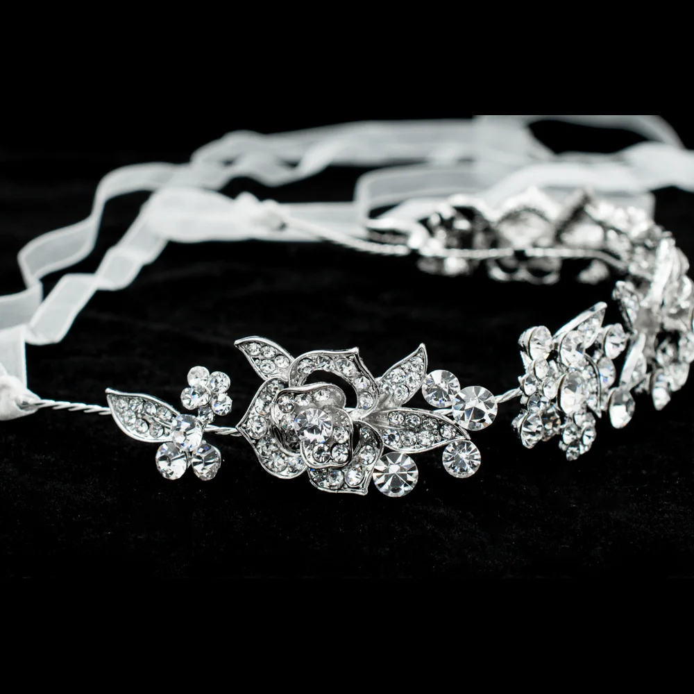 Горный хрусталь кристаллы роза цветок повязка на голову цепь лента для волос