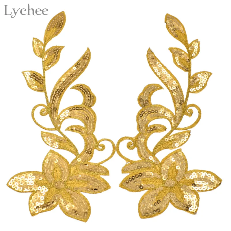 Lychee Life 1 пара нашивок с блестками и вышивкой цветок нашивка для одежды аппликация