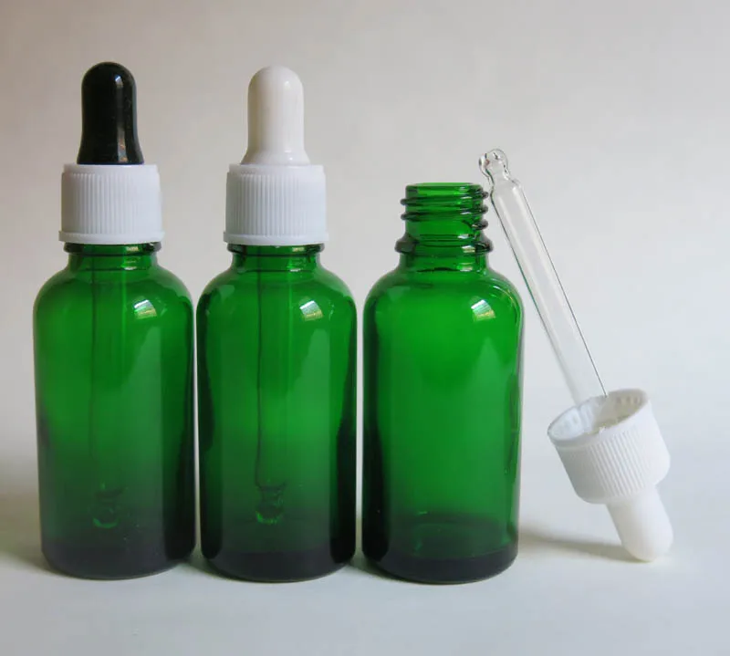 wholesale High quality 30ml green glass dropper bottle, liquid glass bottle with dropper, 1oz glass bottle with pipette