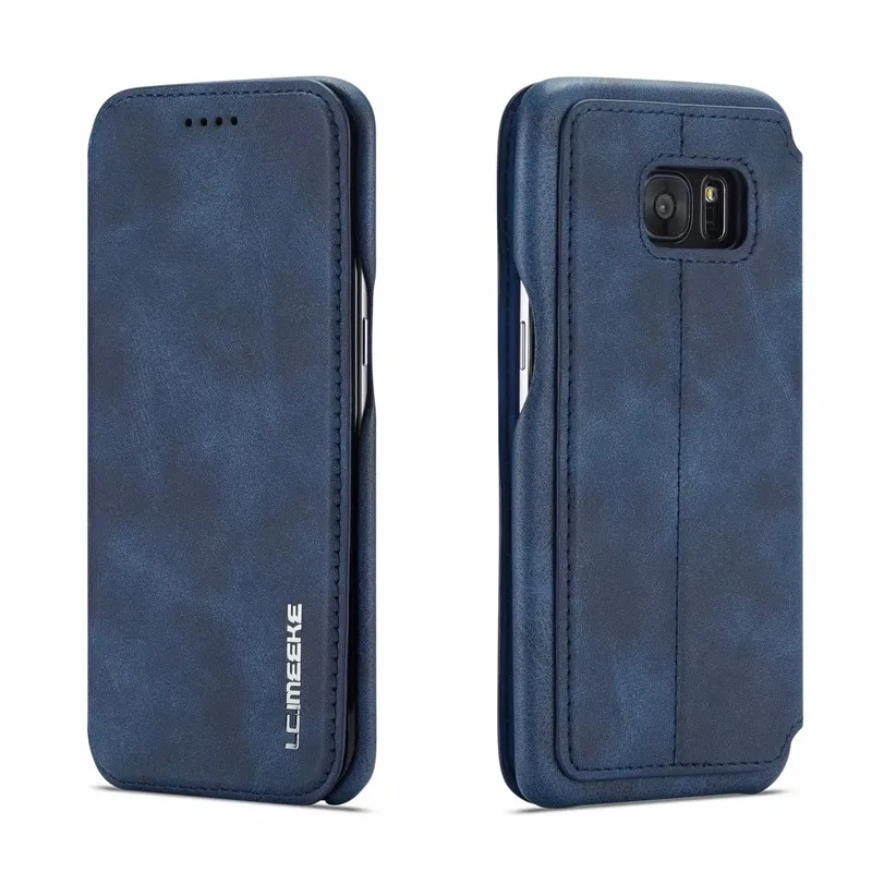 Синий S7 Edge чехол для samsung S7 чехол флип чехол для телефона Магнитный на samsung Galaxy S7 Edge Чехол кожаный винтажный кошелек чехол слот для карт - Цвет: Синий