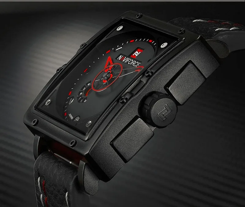 Часы Naviforce мужские брендовые Роскошные кожаные кварцевые модные повседневные