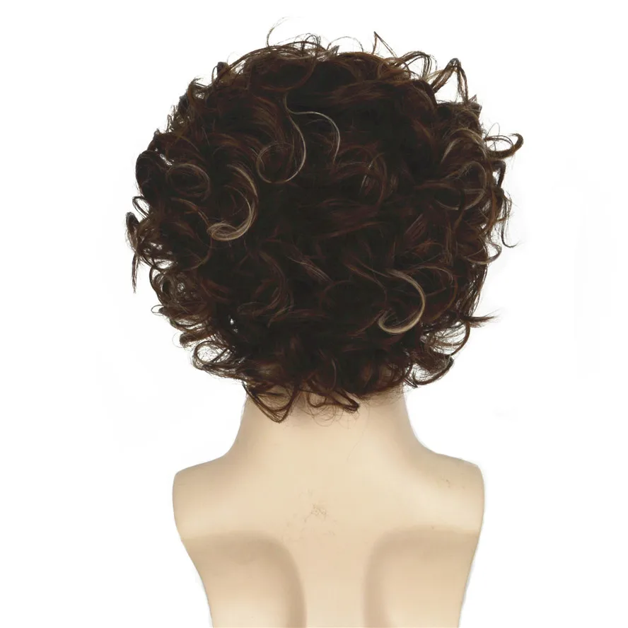 StrongBeauty мужские парики коричневые с светлыми Короткие вьющиеся синтетические