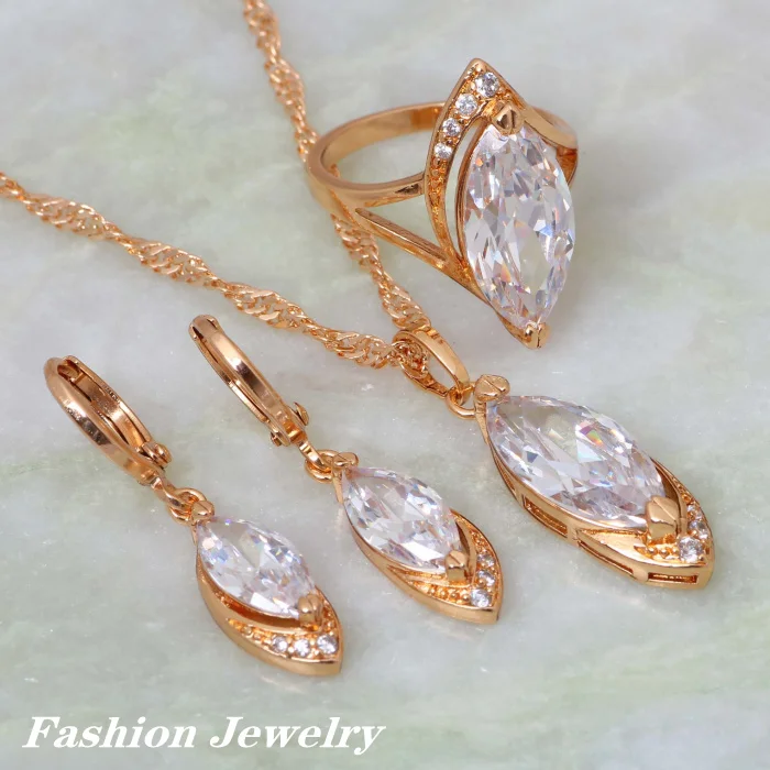 Модные Ювелирные наборы с белым кубическим цирконием подарочные ювелирных