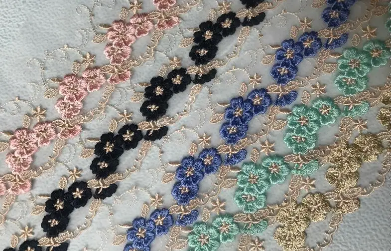 21 Yards Wholesale Flower Handmade DIY Lace Fabric Garment Accessories Pink Blue Gold Embroidery Curtains Trim | Дом и сад