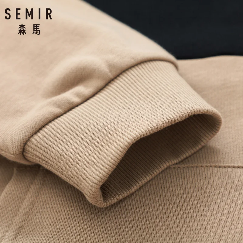 SEMIR Мужская цветная толстовка с капюшоном карманом кенгуру пуловер эластичным на