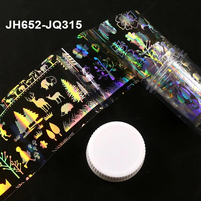JH652-JQ315 1 рулон перо торт лист ФЕЙЕРВЕРК ДИЗАЙН пленка для ногтей переводные наклейки лазерные наклейки со звездами украшения ногтей аксессуары - Цвет: JH652-JQ315