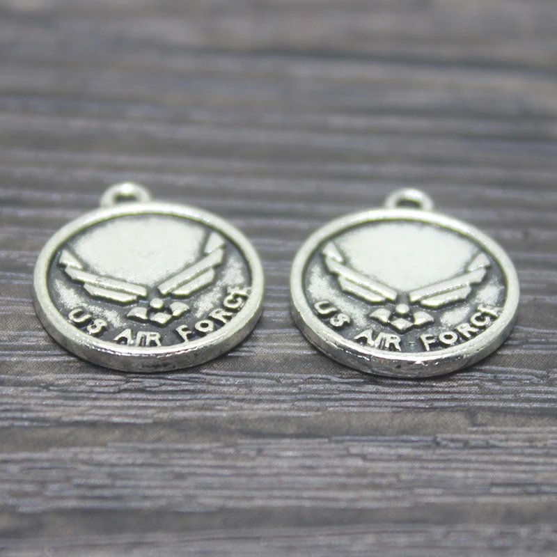 20 шт/15 мм Античная Посеребренная Двусторонняя подвеска ВВС США|silver plated charms