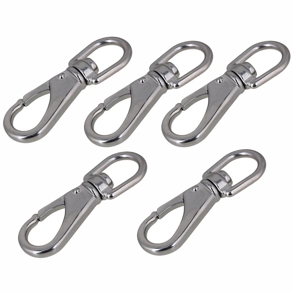 5pcs Multi-use Boat Swivel Eye Snap Hook Size 1# Silver 304 Stainless Steel | Обустройство дома