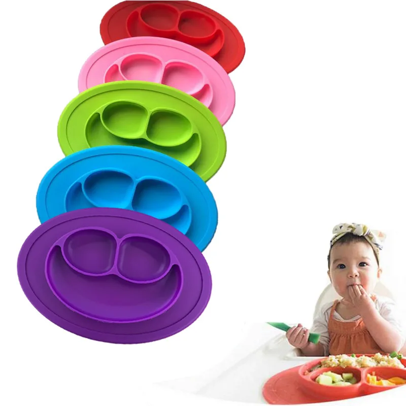 Силиконовые integrated смайлик столовых младенцу plate Детские