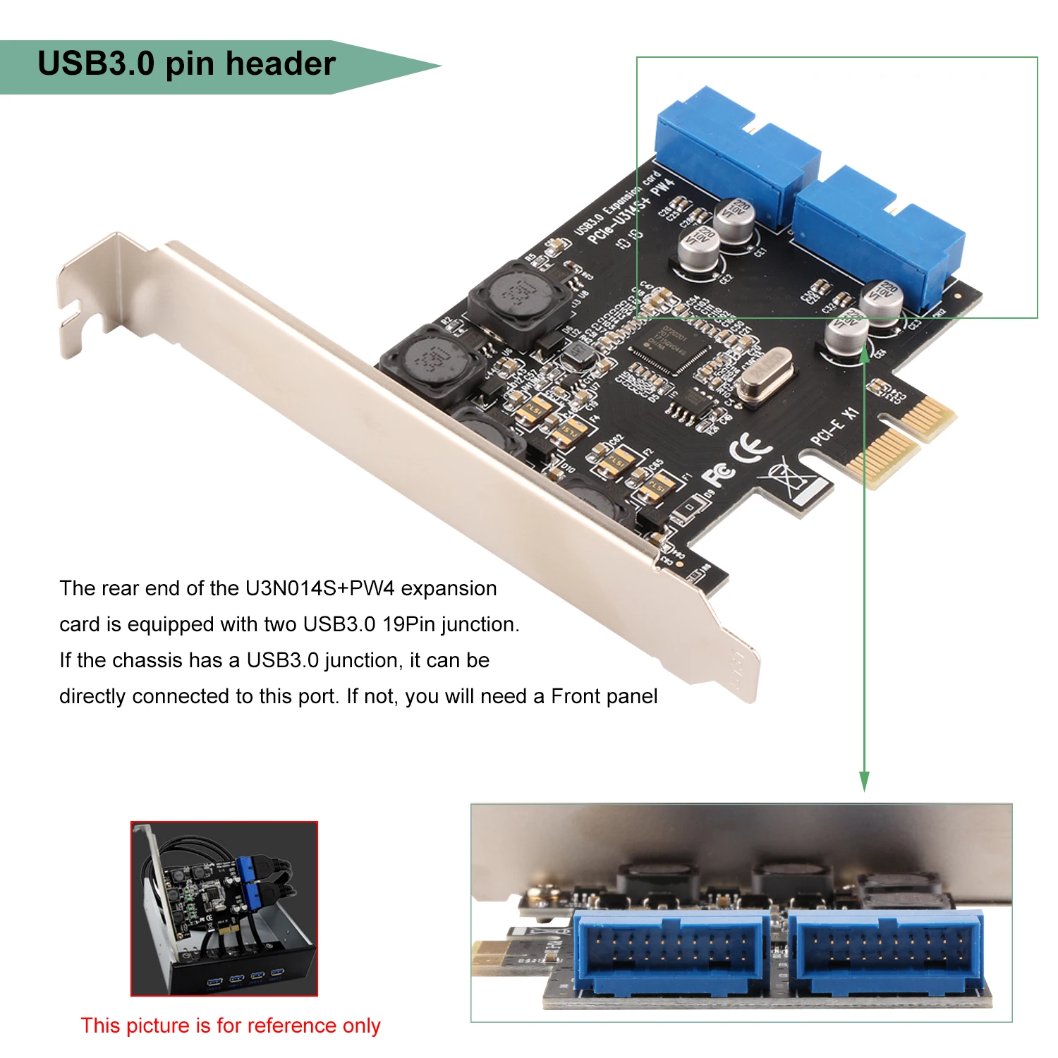 Карта USB Controllor Ubit PCI E к 2 портовому 3 0 19PIN разъемы Расширительная карта с полным и