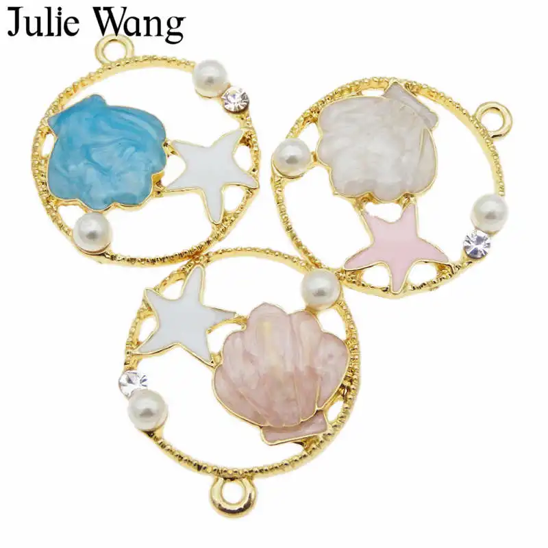 Julie Wang 3 шт. эмалированная ракушка морская звезда амулеты Мужская жемчужина