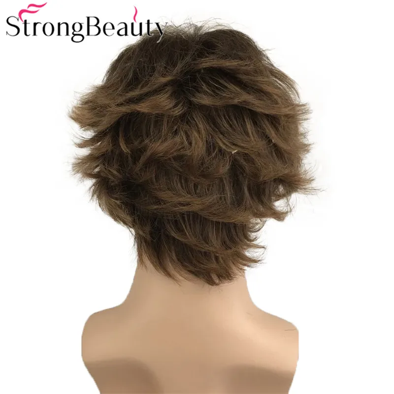 StrongBeauty короткие мужские парики многослойные волосы волнистый парик