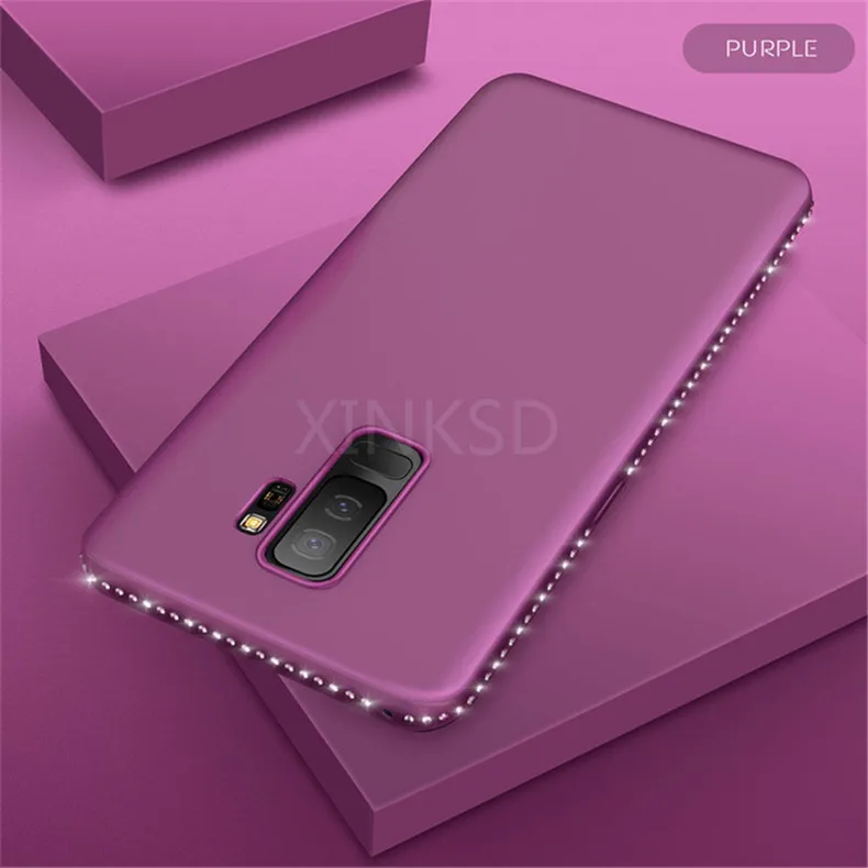 Чехол для samsung galaxy A8 A6 S8 S9 плюс A7 S7 край J5 J7 Prime A5 A3 J3 J5 J7 чехол мягкий чехол-накладка с блестящими кристаллами - Цвет: Purple