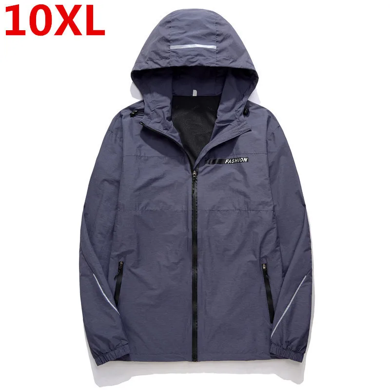 10 XL размера плюс весна осень куртка бомбер с капюшоном мужская Повседневная