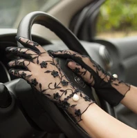 spring summer womens lace sunscreen gloves ladys anti uv slip resistant driving gloves sexy transparent lace gloves r1069
