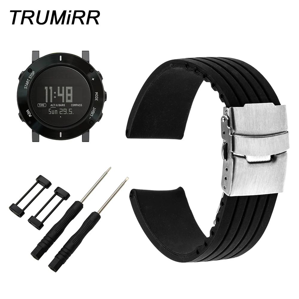 Силиконовый ремешок для смарт-часов Suunto Core 24 мм с защитной пряжкой черный +