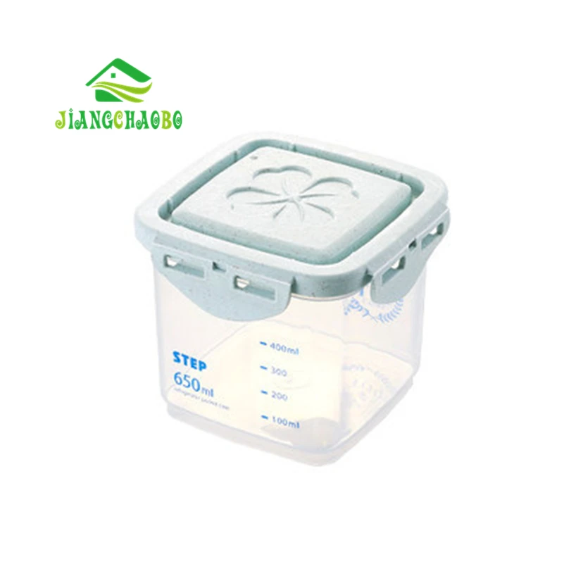 Blue 650ml Зерновой герметичный ящик для хранения банок бытовой кухонный пластиковый покрытый прозрачной баночкой лапша разные баночки для хранения зерна - Цвет: Blue 650ml