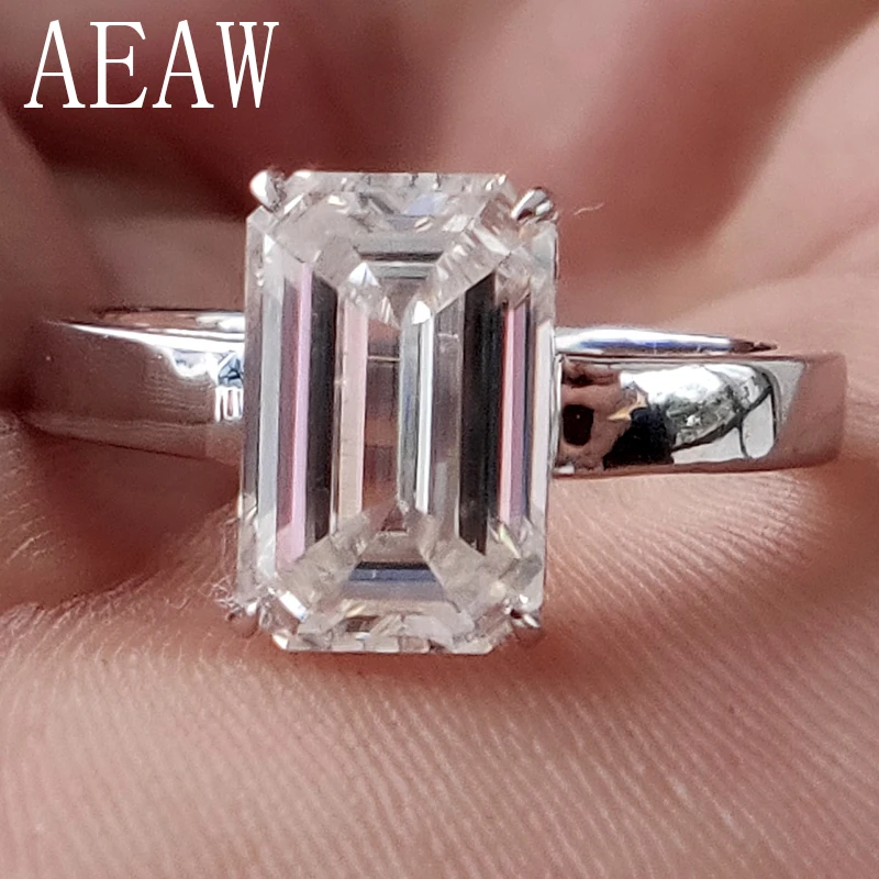 

3 Carat ct 7x11mm DF Grade Emerald Cut Engagement&Wedding Moissanite Lab Diamond Baguette Ring in 10K White Gold