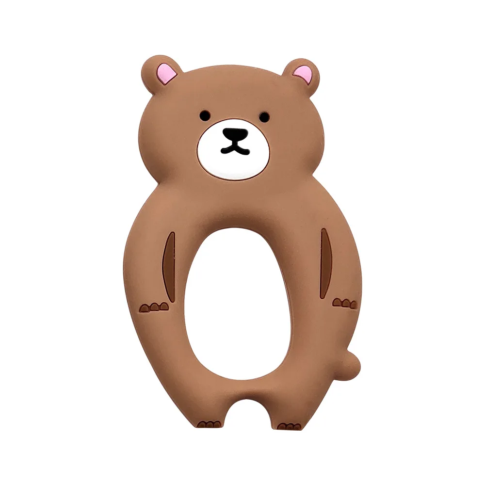 Bear Brown 5 шт., детский прорезыватель, пищевой силикон, грызун, коала, слон, динозавр, медведь, прорезыватель, ожерелье, сделай сам, бисер для кормления, игрушки, прорезыватель для животных - Цвет: Bear Brown