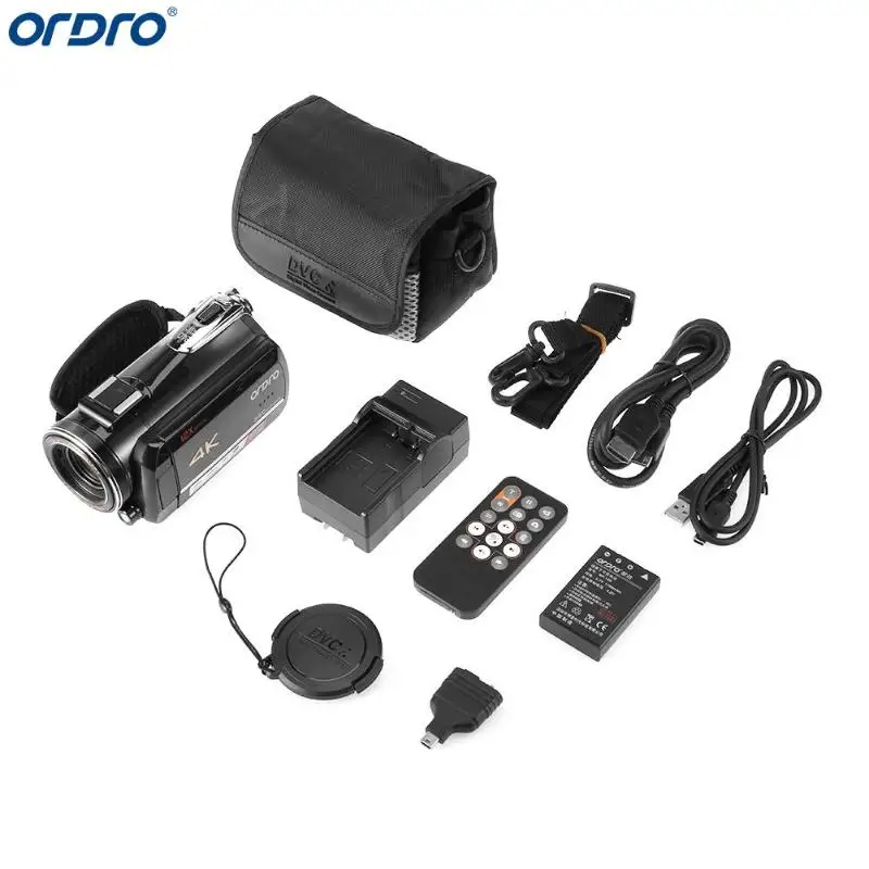 Ordro AC5 4K UHD Цифровая видеокамера FHD 24MP WiFi 12X оптический 100X цифровой зум ips сенсорный экран мини DV видеокамеры