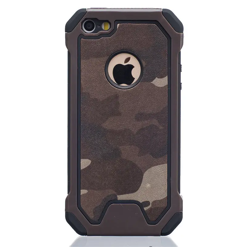 Brown Открытый противоударный Камуфляжный армейский зеленый чехол для iPhone 7 8 6 6S Plus 5S 5 SE чехол PC Бампер TPU оболочка для iPhone XS Max XR X чехол s - Цвет: Brown