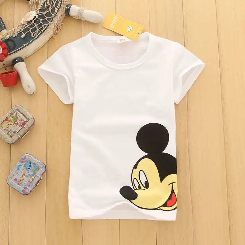 mickey Футболки для девочек, детская футболка с принтом Минни, Микки, Дональда Дака Одежда для мальчиков хлопковая футболка для девочек, одежда для детей возрастом от 1 года до 6 лет - Цвет: mickey