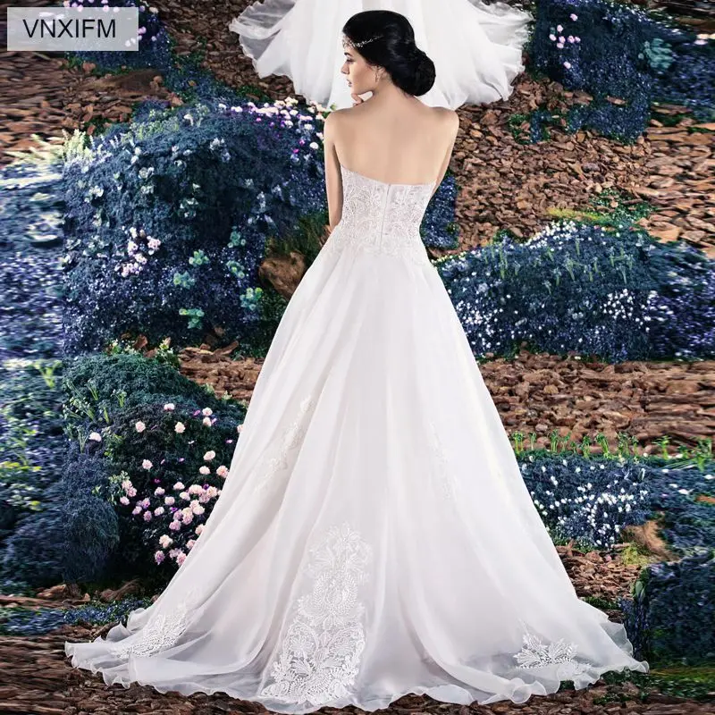 VNXIFM 2019 New Sexy Wedding Dresses Elegant Lace Appliques Off the Shoulder A Line Long Bridal Gowns Backless Dress | Свадьбы и