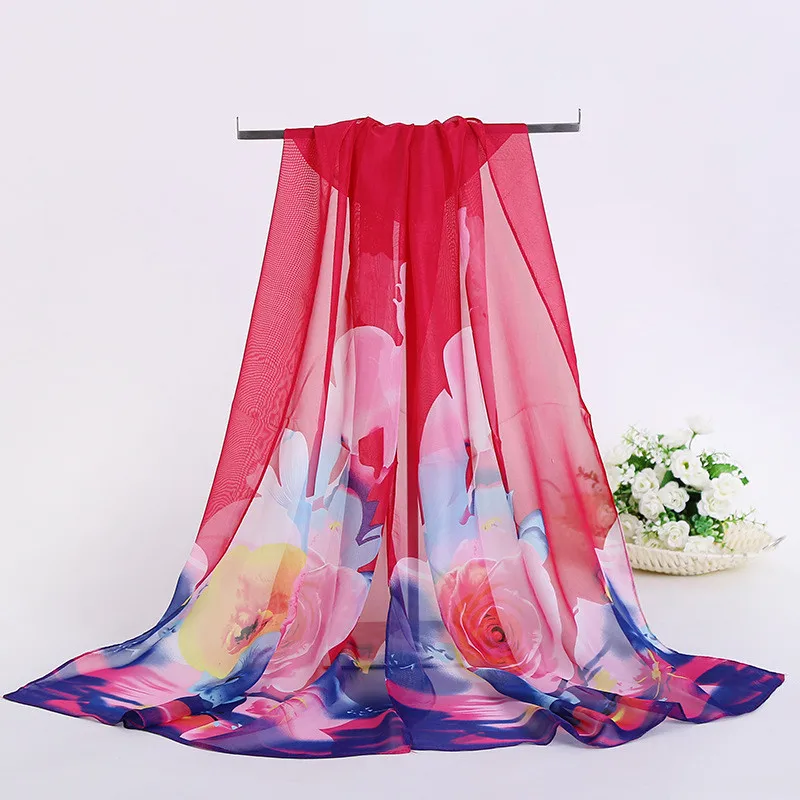 Новинка 2017 Женский шифоновый шелковый шарф новый цветочный принт дамские