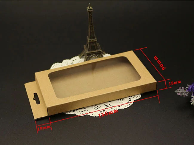 Чехол для телефона упаковочная коробка с прозрачным окошком крафт-чехол