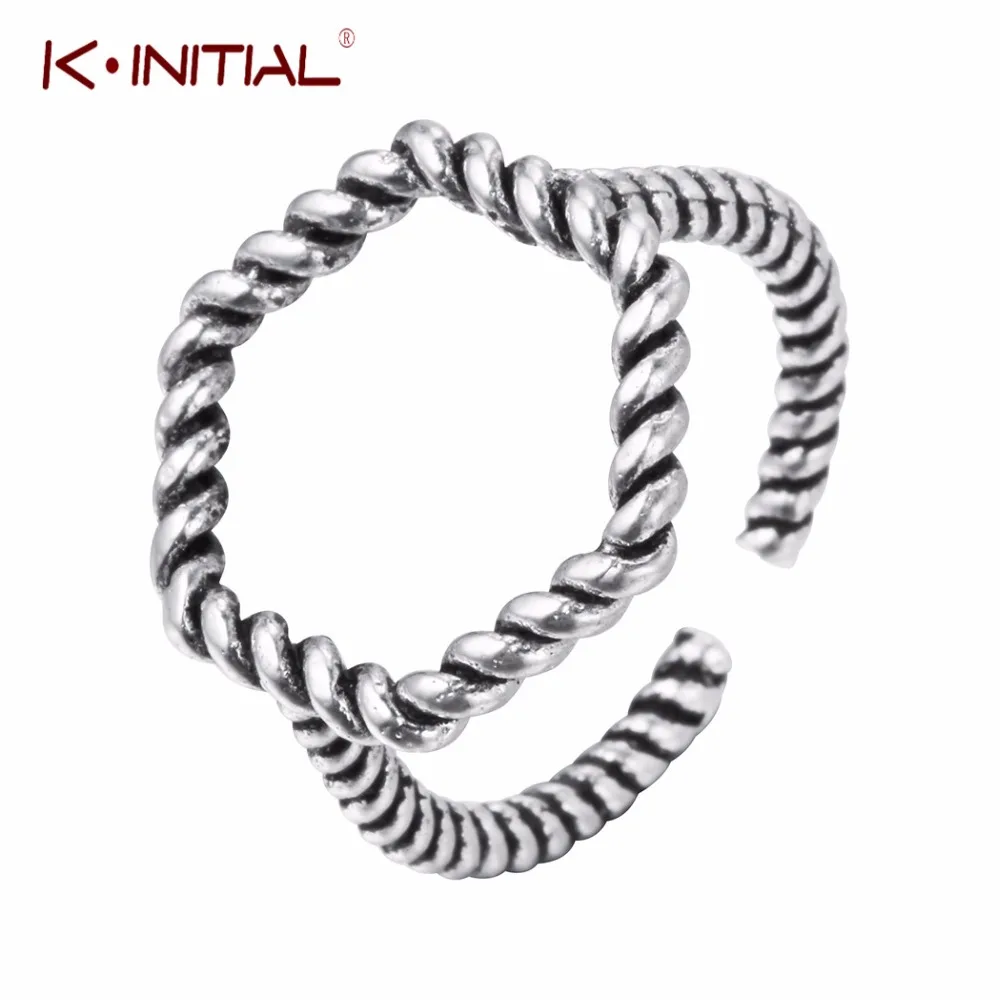 Kinitial 925 тайское серебристое открытое шестиугольные кольца твист геометрическое