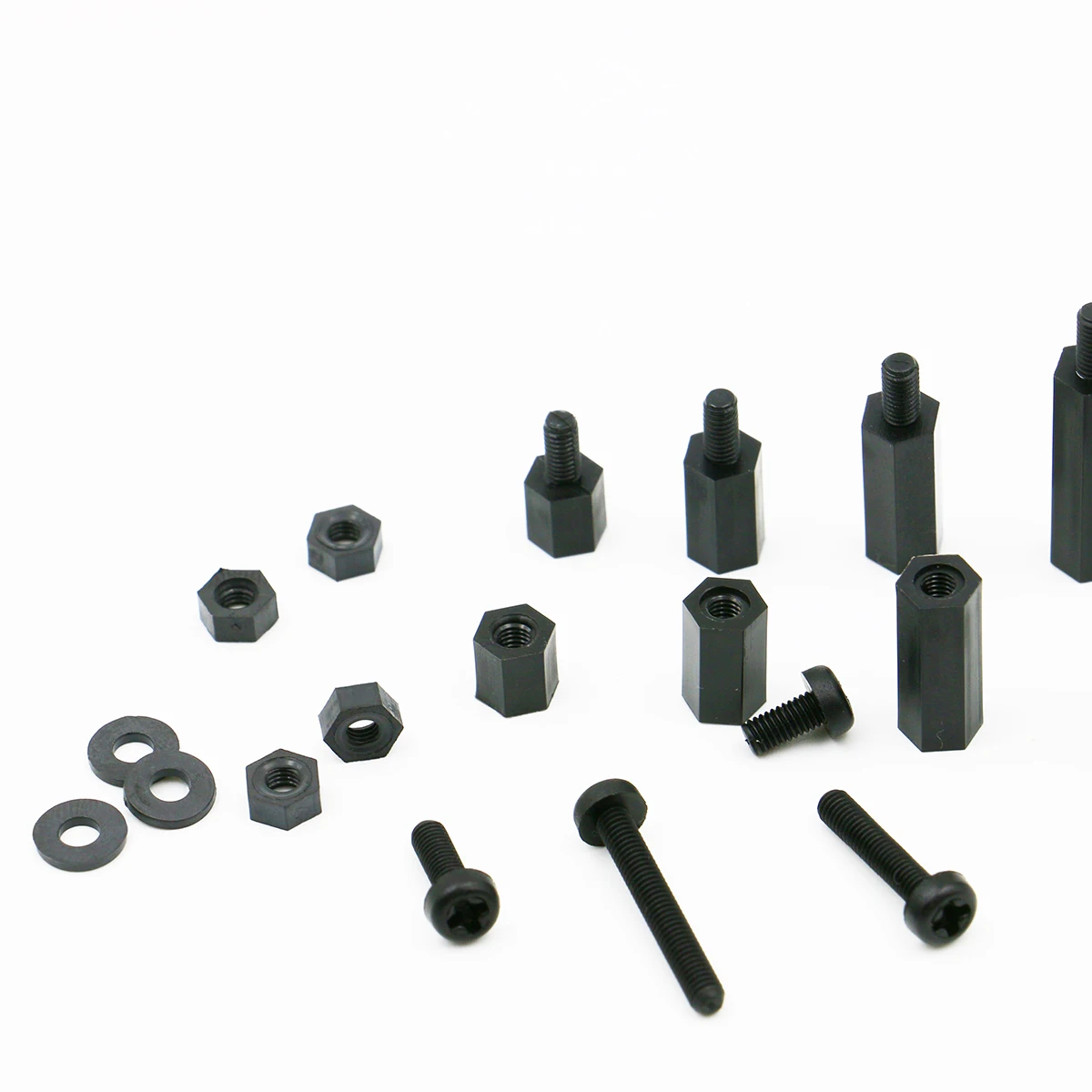 Черный нейлон M3 серии шестигранные болты гайка шайба Шестигранная 260 шт в одной