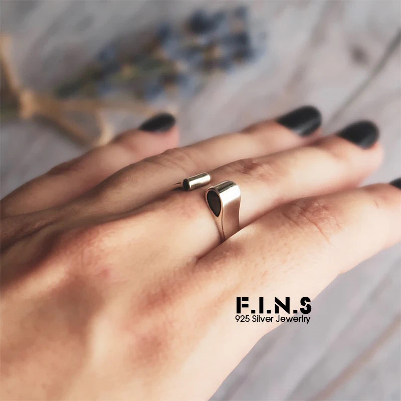 F.I.N.S 925 пробы серебряные кольца, обручальное кольцо, открывающееся серебряное кольцо, черное прозрачное циркониевое модное ювелирное изделие, Bague Femme