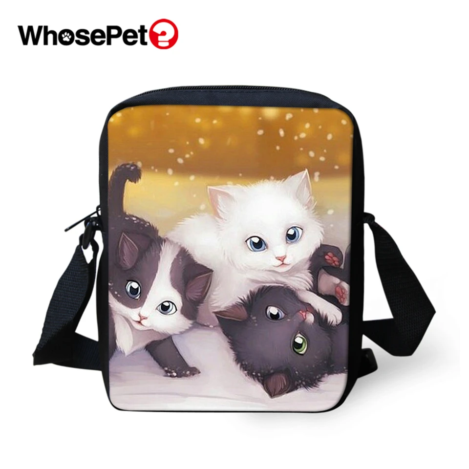 WHOSEPET женские сумки-мессенджеры с мультяшными кошками принтами животных через