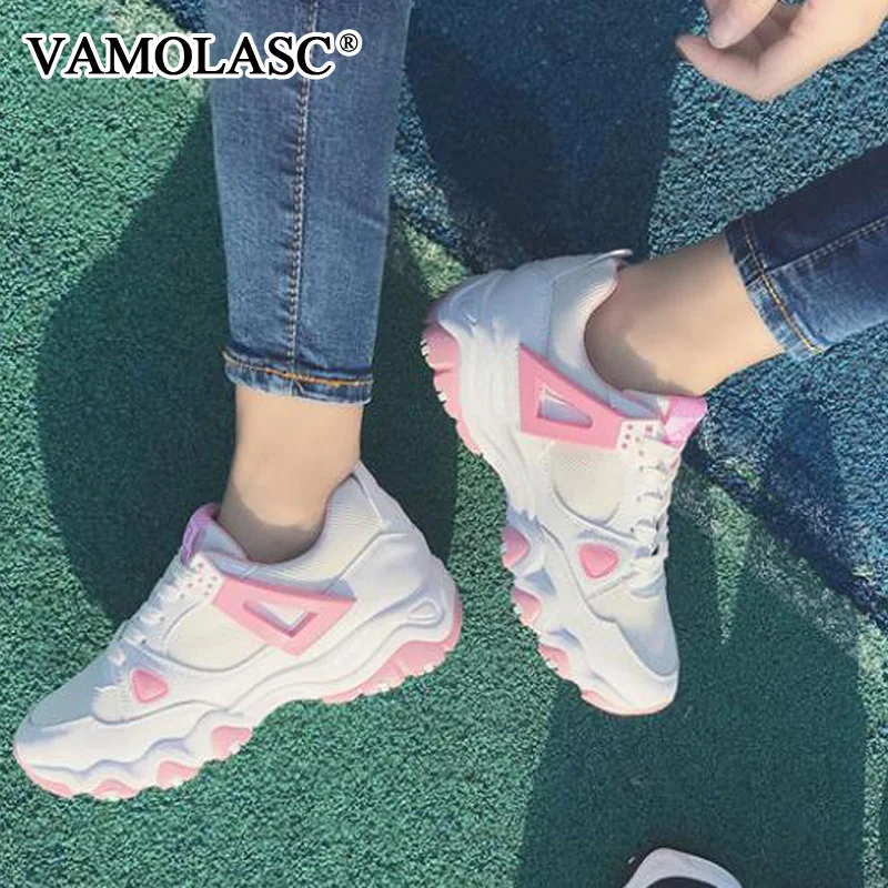 Vamolasc/Новые Для женщин Спорт PU Весна и Осень подходят удобные Кроссовки дышащий