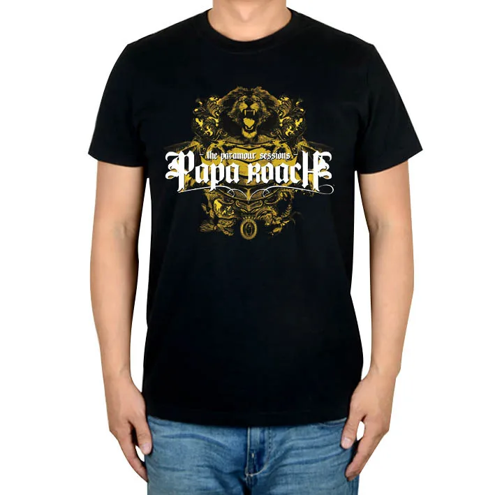 

Summer Style Papa Roach Punk Rock Band Black T shirt 3D mma fitness 100%Cotton Heavy Dark Metal print Tshirt XXXL Lion
