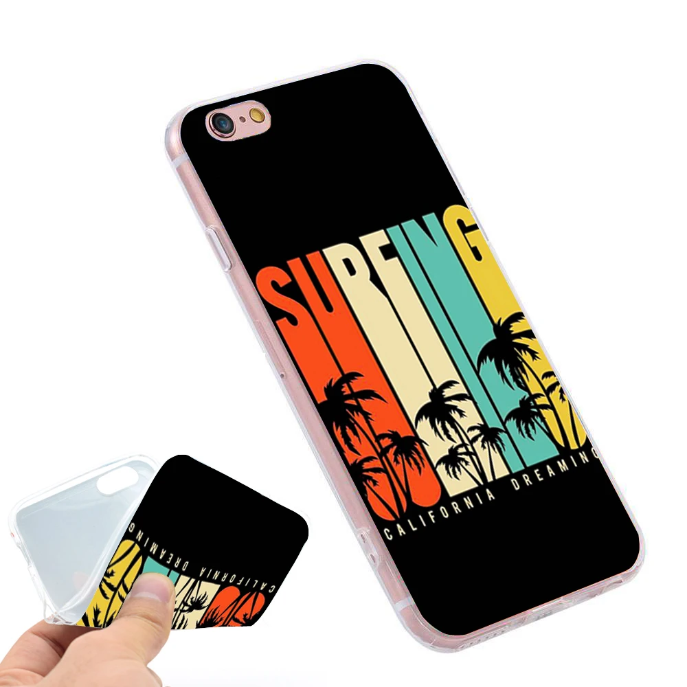 Phone Cover For iphone 7 7plus 8 8plus X Surfing California Case 5S XR XS Max SE 6 s 6S Plus TPU Cases | Мобильные телефоны и