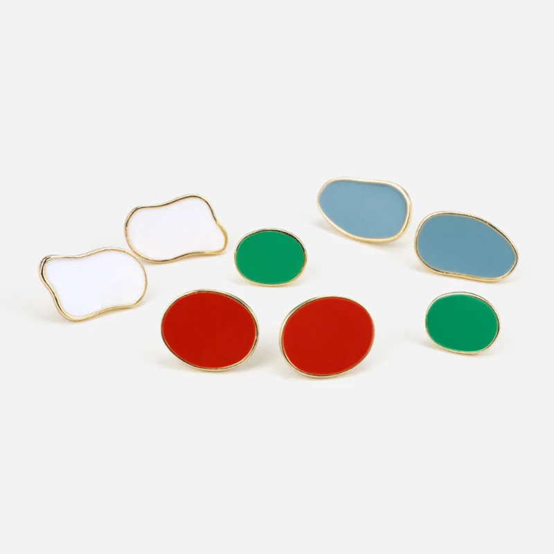 Dipress 1pc Free Collocation Enamel Stud Earrings Multicolored Irregular Alloy Earring For Girls Fashion Jewelry | Украшения и