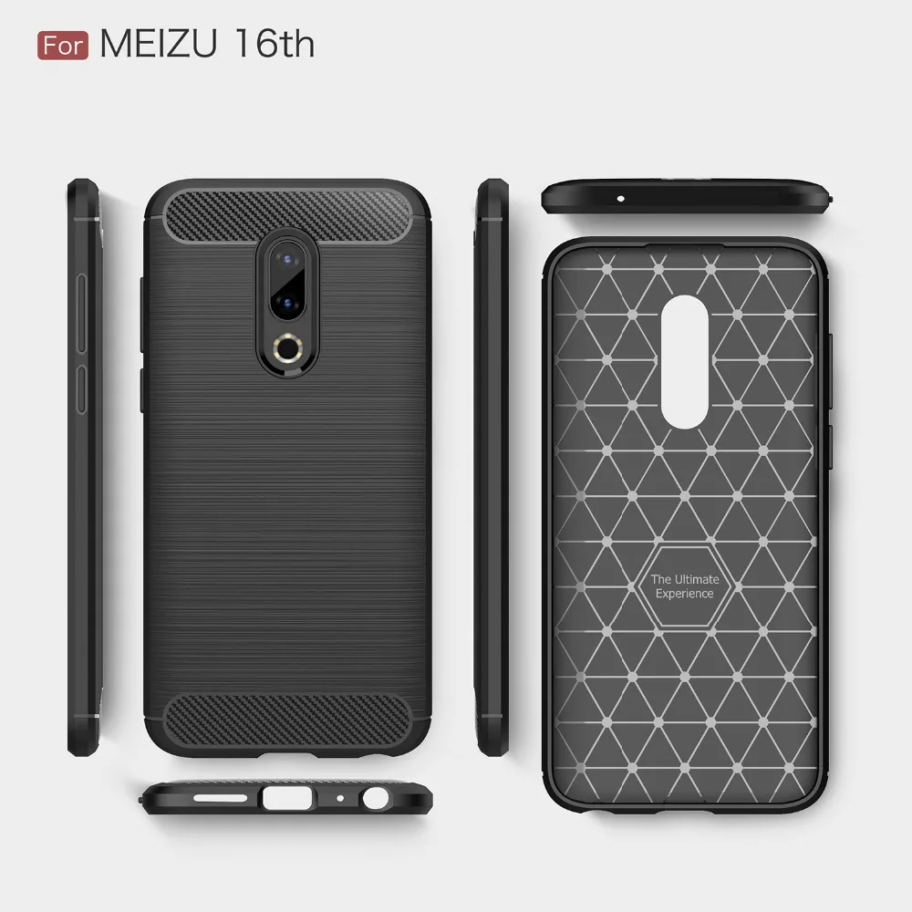 Carbon Fiber Slim TPU Silicon Cover For Meizu 16th 16TH Plus Shockproof Coque Fundas |