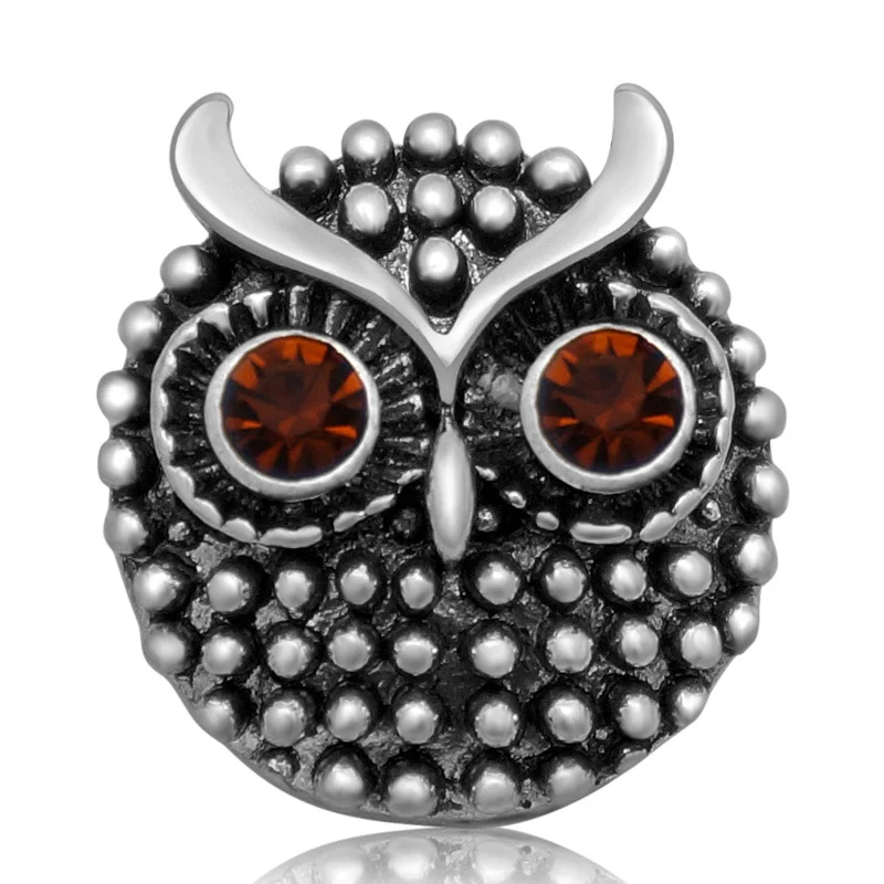 Hot KZ1185 Elegant Vintage Owl 4 Colors 18mm snap buttons fit DIY snaps bracelets necklaces jewelry wholesale trendy | Украшения и