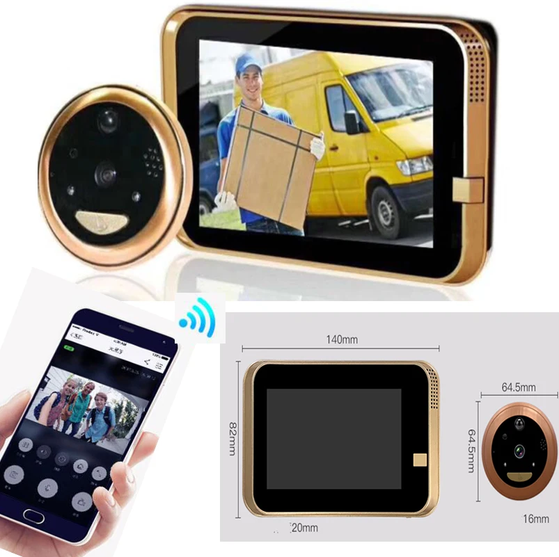 Wi Fi Smart глазок видео дверные звонки мобильного телефона беспроводной домофон 720P HD Безопасности 166 градусов камера обнаружения движения