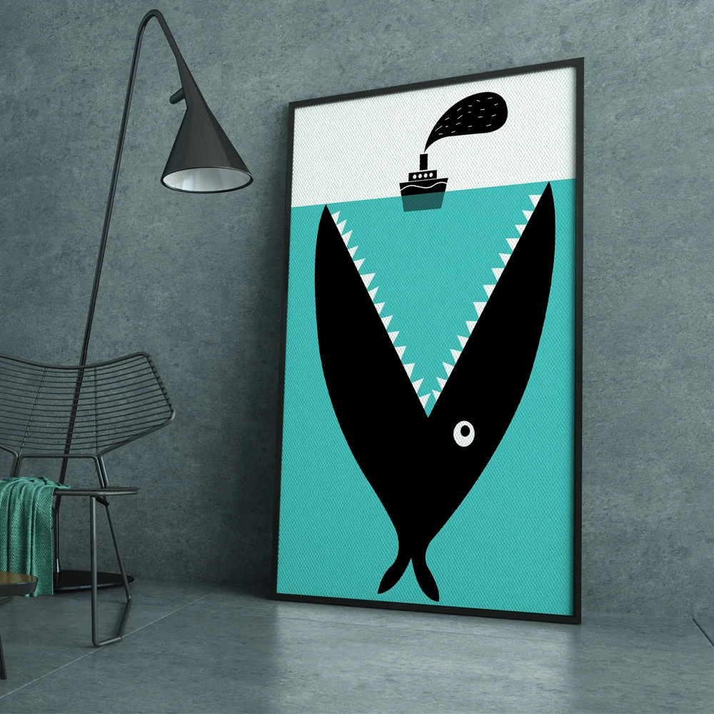 Современная простая Скандинавская картина A4 с изображением рыбы лодки морской