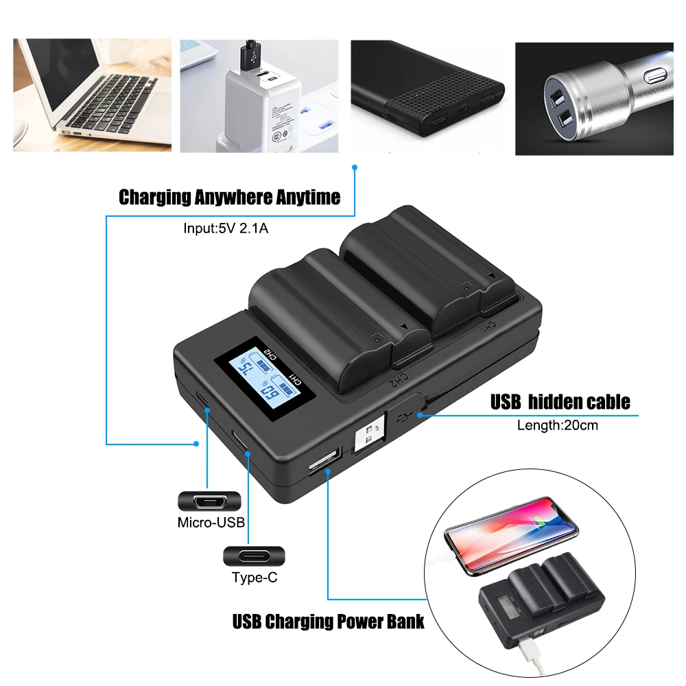 PALO EN-EL15 EN EL15 ENEL15 EL15A батареи + LCD двойное USB зарядное устройство для Nikon D600 D610 D600E D800