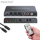 Оптический SPDIF Toslink + 1 коаксиальный переключатель Toslink, цифро-аналоговый аудиоконвертер с ИК-пультом дистанционного управления громкостью DAC
