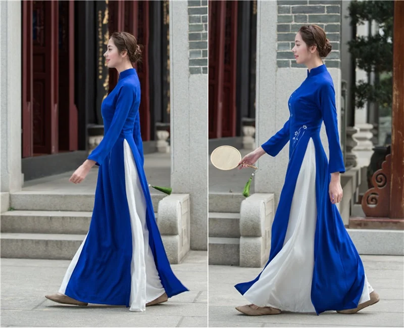 Современное китайское платье, китайский халат Qipao интернет-Китайский магазин женский халат De Soiree японское кимоно аозай вьетнамское платье AA4426