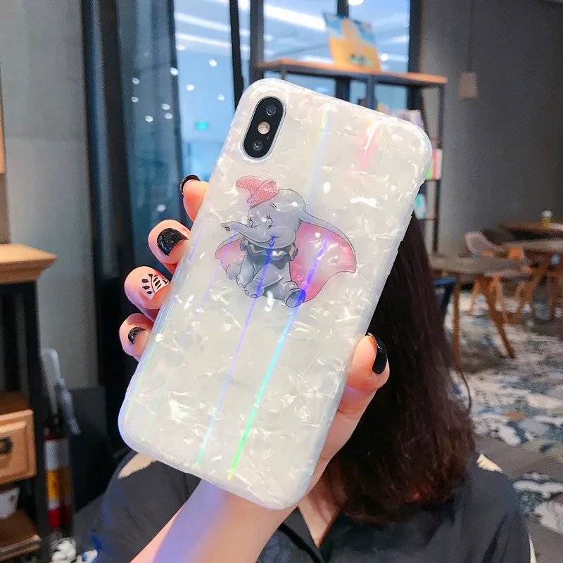 Cute cartoon Dumbo Shell grain White soft shell phone Case For Apple iphone 6 6s 7 8 Plus X XS XR MAX silicone case |